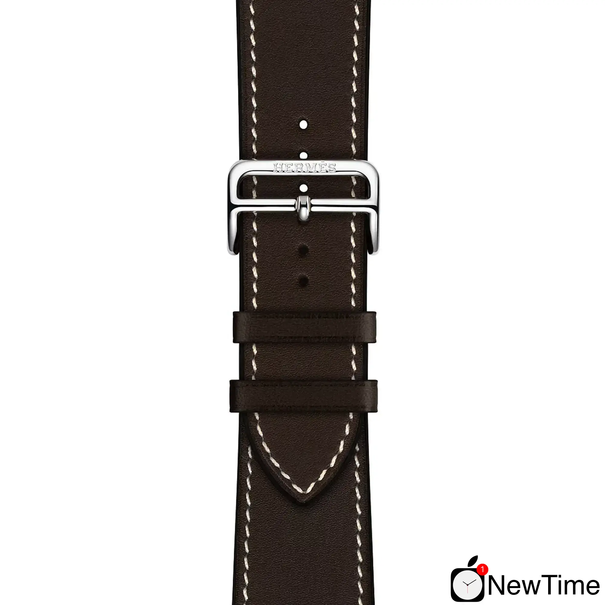 Apple Watch Hermes Series 6 GPS + Cellular 44mm Silver Stainless Steel Case with Ebene Barenia Leather Single Tour Deployment Buckle (MG3G3 + H074198CJ46)